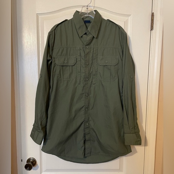 Propper Tactical Shirt Men’s M/L Army Green Long Sleeve Button Up Military Zip - Picture 1 of 8